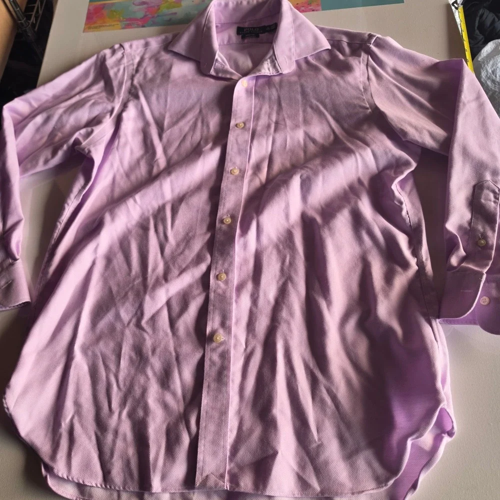 Polo Ralph Lauren Mens Purple Easy Care Button Down Dress Shirt 16 32/33